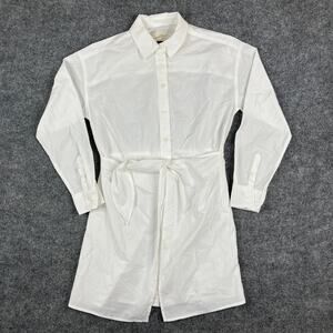Universal Thread Dress Womens XS White Shirt Dress Long Sleeve Belted Casual